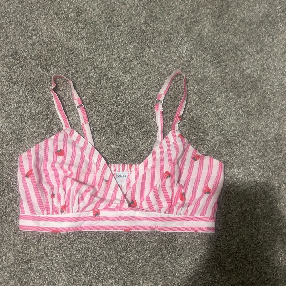 Only Pink Striped Longline Bralette